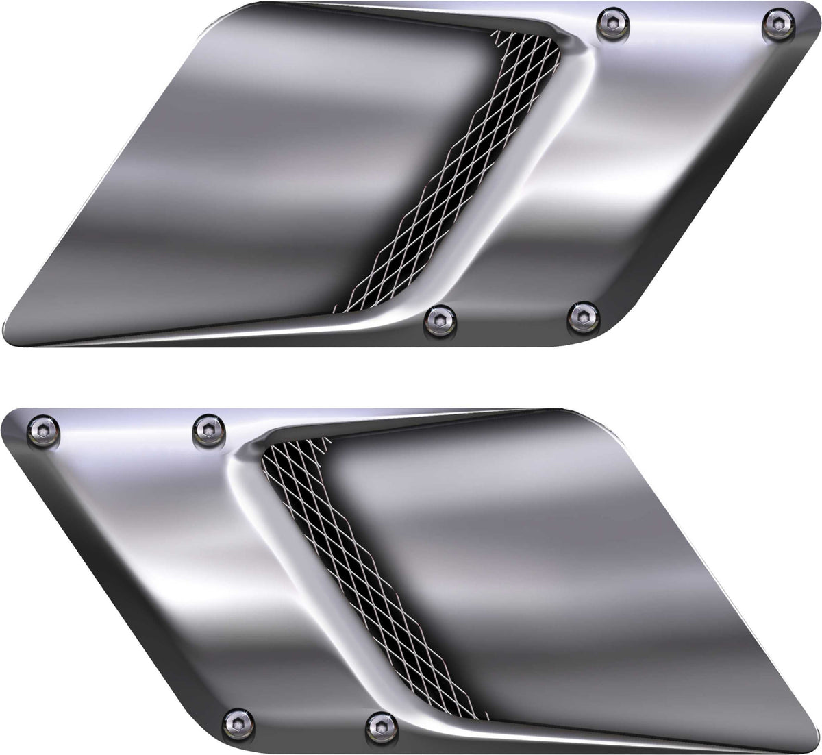 silver scoop illusion square decals kit for sports cars, driver side and passenger side