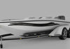 speed boat with carbon fibre decal stripes on port side