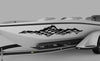 speed boat with checkers rip vinyl graphics on its side