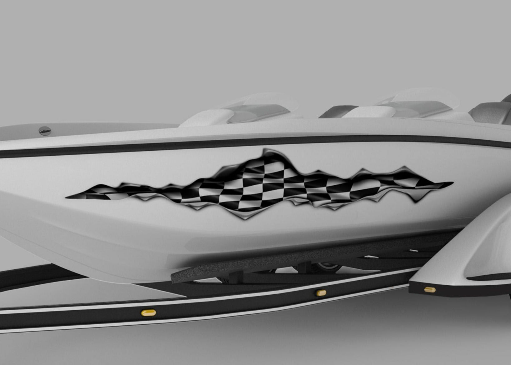 Checkered Flag Rip Boat Decal – for Racing Boats| Xtreme Digital GraphiX