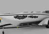 speed boat with checkers tears racing vinyl decals on port side