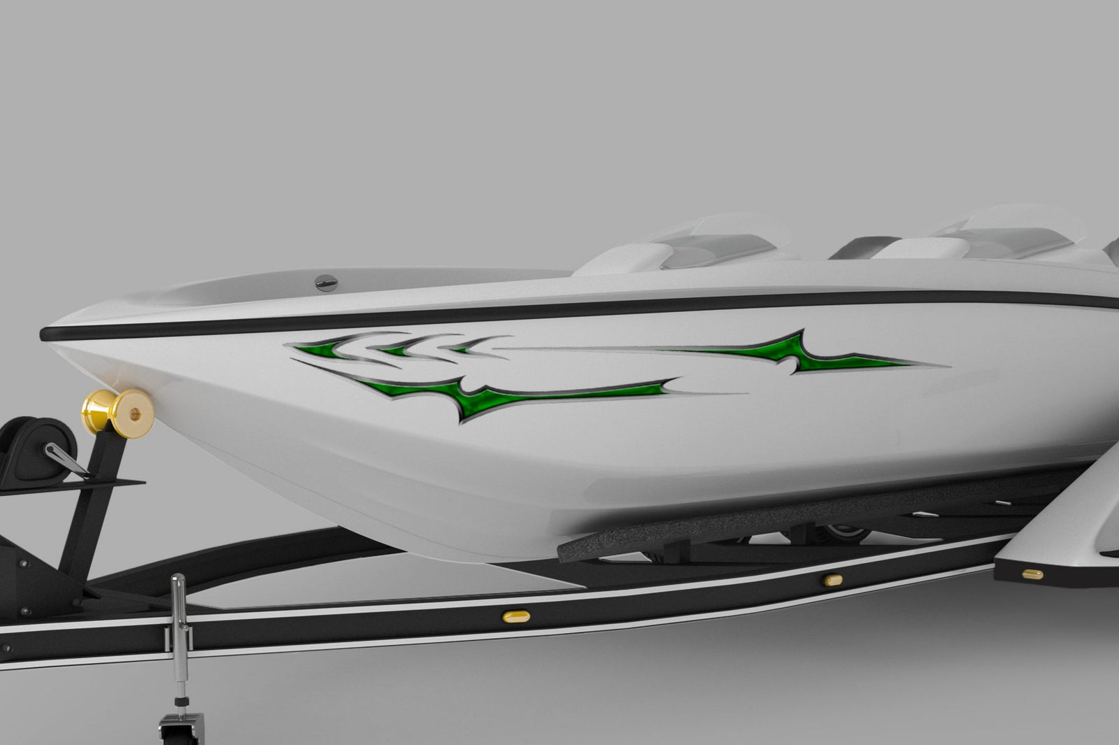 speed boat with green slicer decal on side