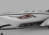 speed boat with red chrome spear flame decal on port side