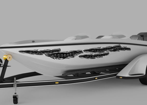 Skulls Chrome Tears Vinyl Boat Decals kit | Xtreme Digital GraphiX