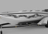 speed boat with tribal link vinyl decal stripe on port side