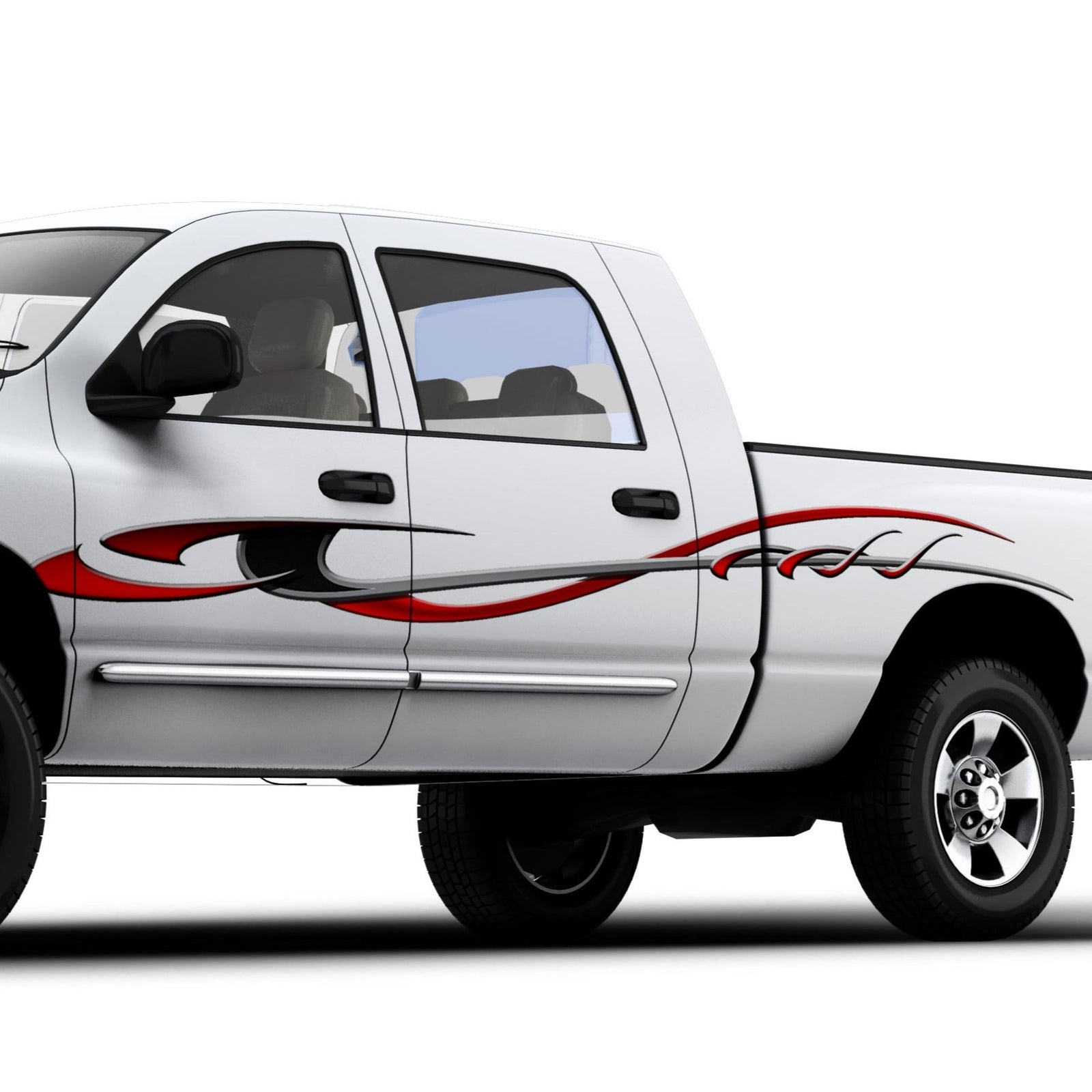 storm vinyl graphic stripe on the side of white semi truck