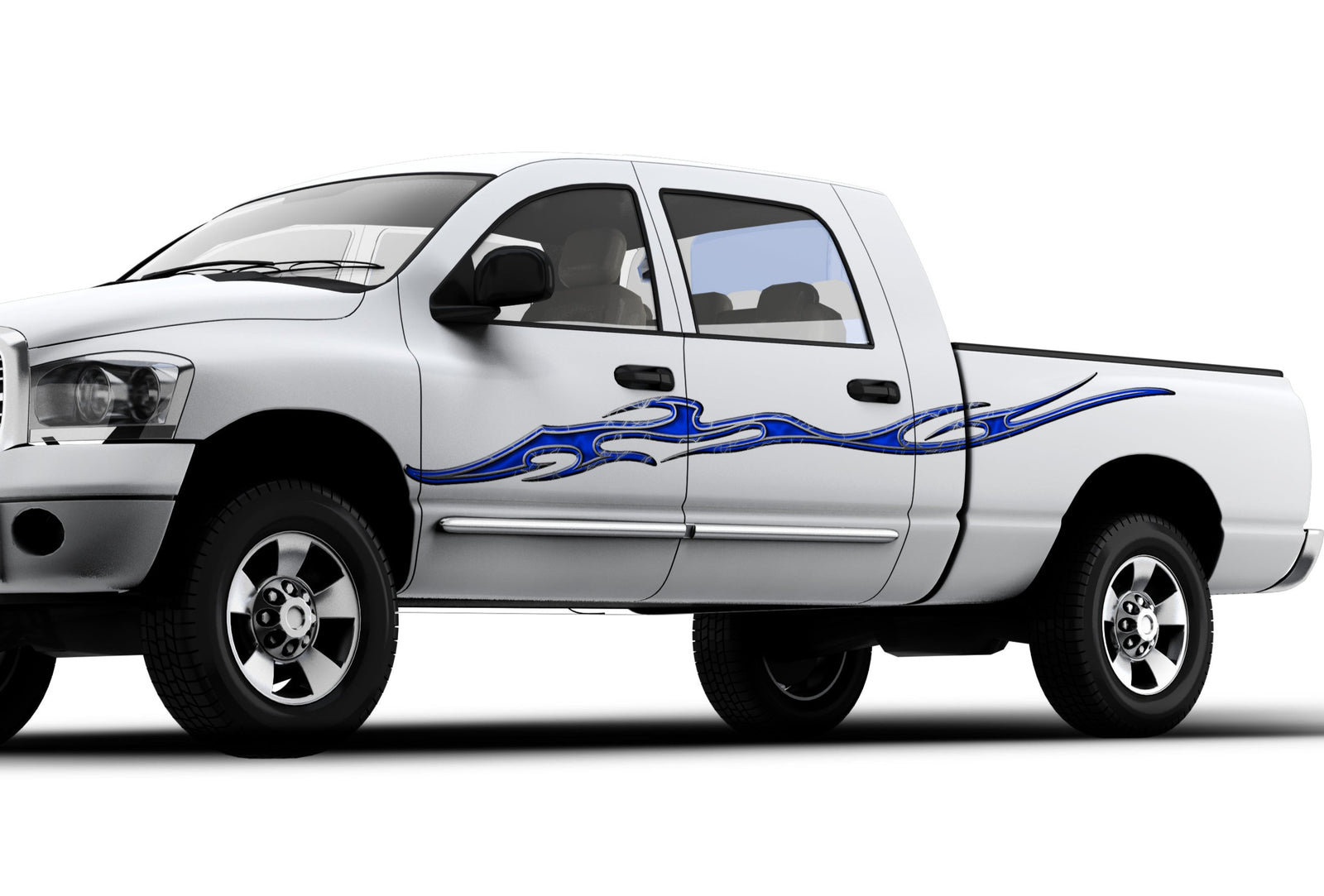 tempest lightning flames vinyl graphics on the side of white truck