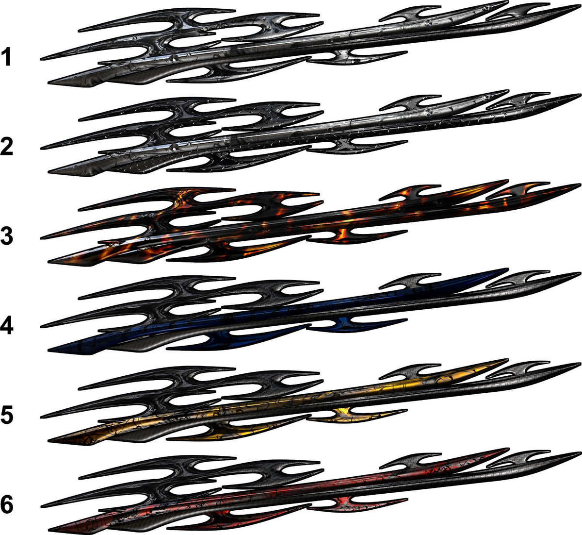 tribal Metal vinyl truck graphics 6 available styles numbered 1-6