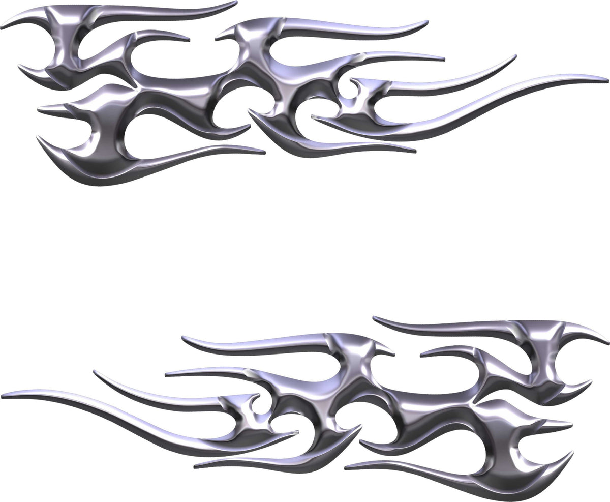 tribal chrome flames decals kit for motorbikes