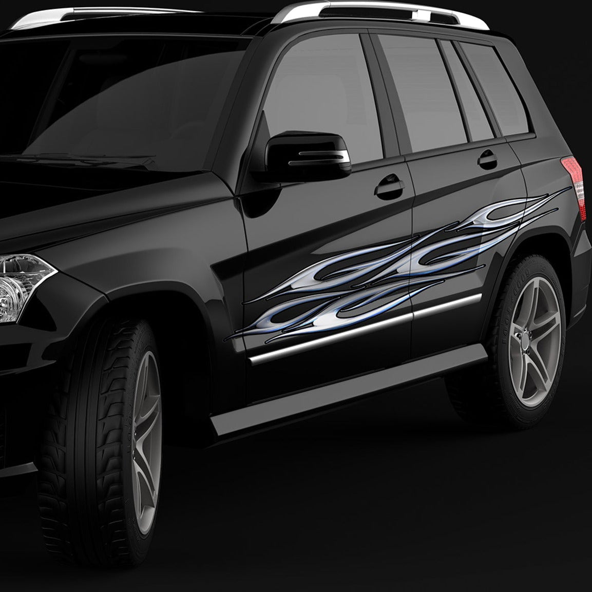 Tribal chrome spears vinyl graphics on truck