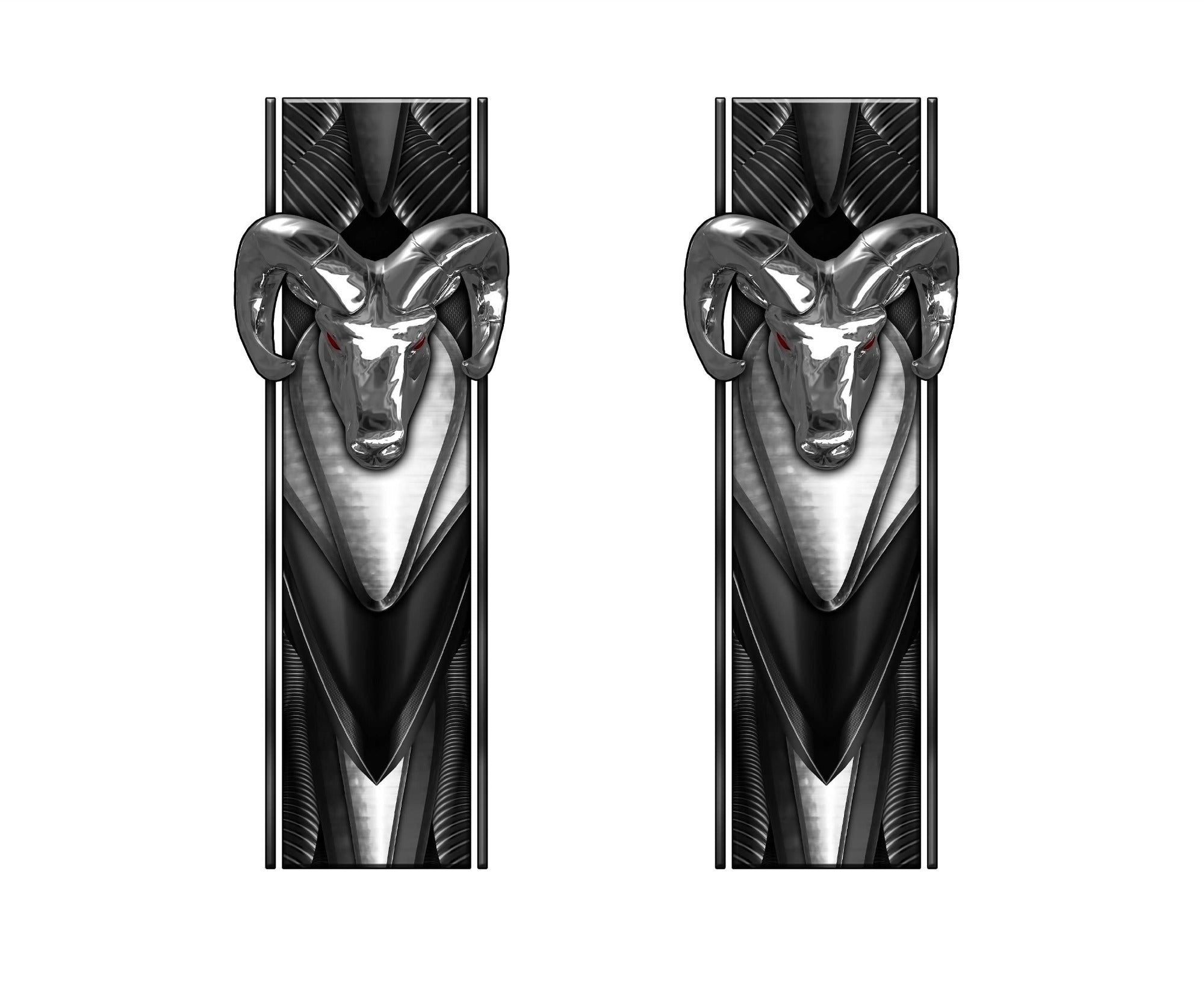 Chrome Ram Bed Band Decal on black dodge ram truck