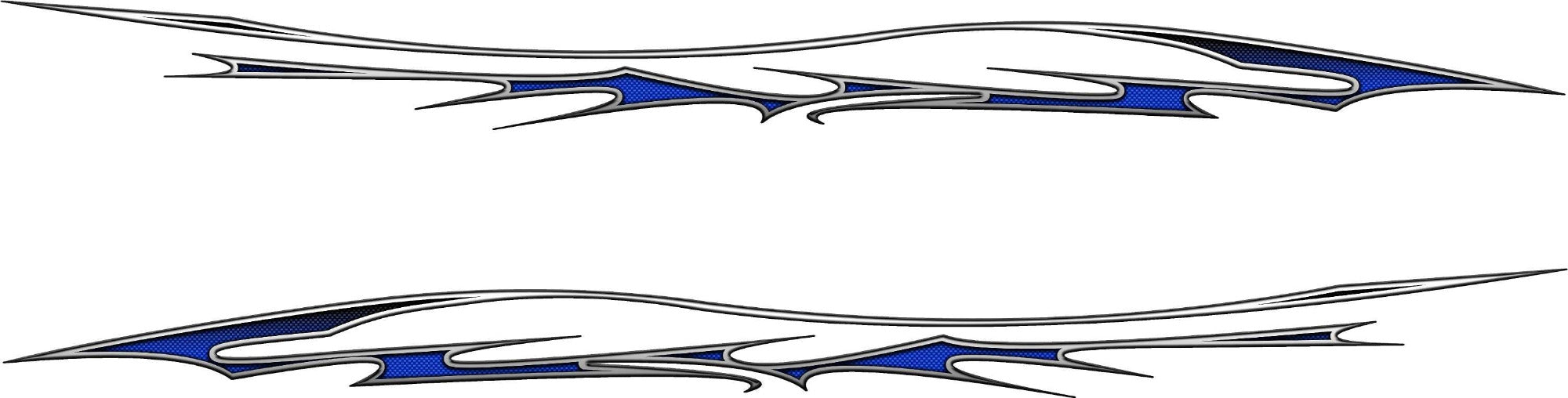 speed boat with blue sike carbon fibre vinyl graphic stripe on it side