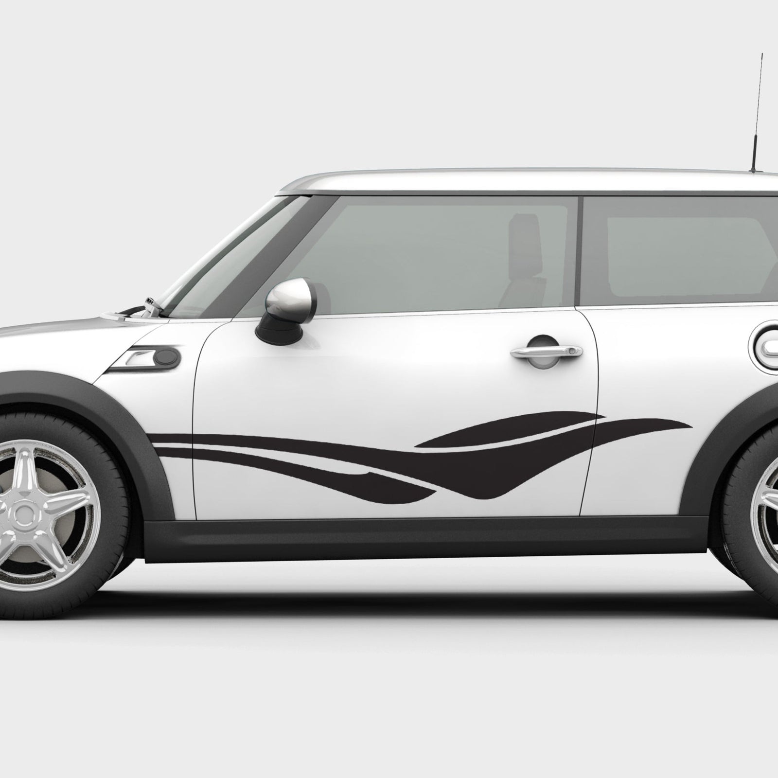 Vinyl Graphic decal stripes on the side of white truck