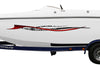 white boat with checkered flag windblow vinyl decal stripe on port side