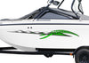 white boat with twister vinyl graphics on port side
