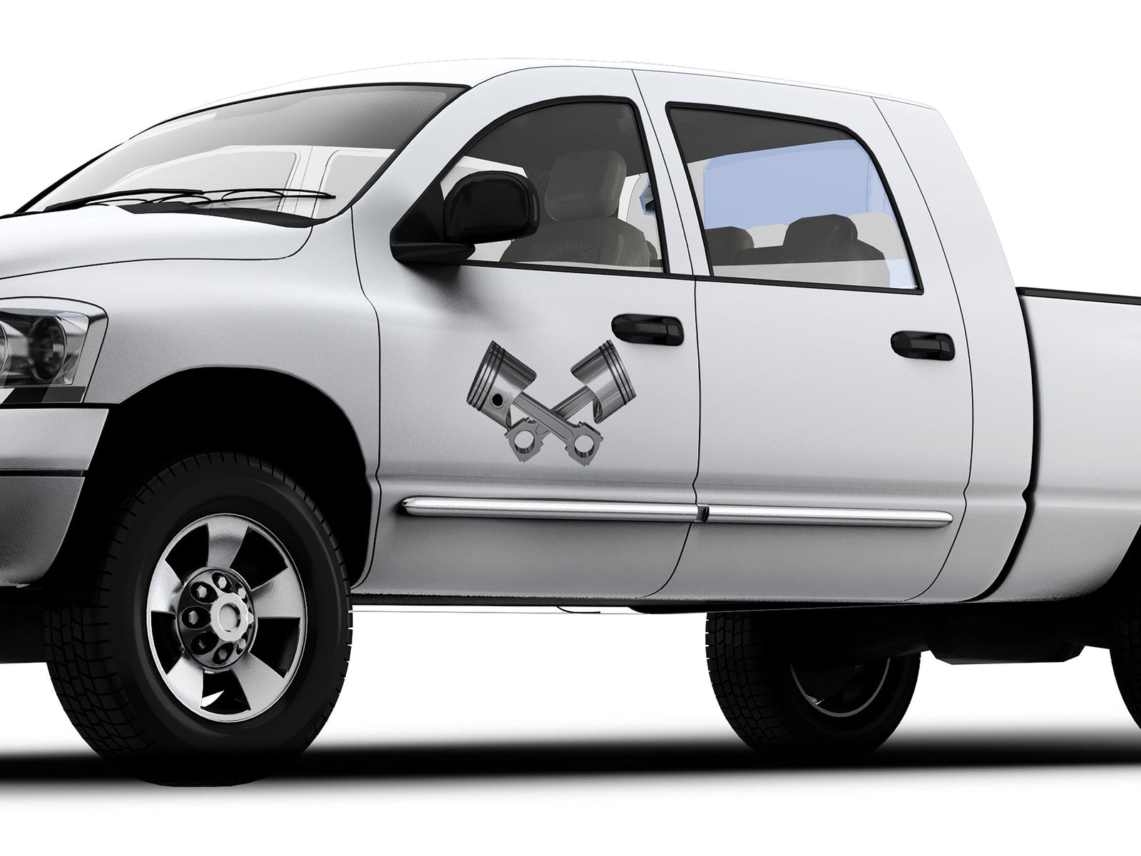 Camaro Car with chrome piston vinyl graphics on fender side