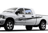 white pickup truck with metal style tribal spike vinyl decal on driver side