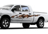 white pickup with ripper wood vinyl graphics on driver side