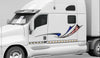 white semi trailer with American flag wave stripe decal on driver side