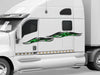 white semi truck with tribal chains vinyl graphics on driver side