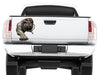 white truck tailgate with devil dog decal graphics on it