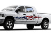 white truck with american flag flamsurge vinyl graphics on driver side