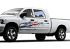 white truck with American flag mud splash vinyl decal on driver side