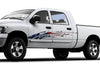 white truck with american flag mud splash vinyl graphics on driver side