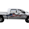 white truck with American flag rip large decal on the side