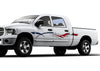 white truck with american flag sweep stripe vinyl decal on driver side of pickup