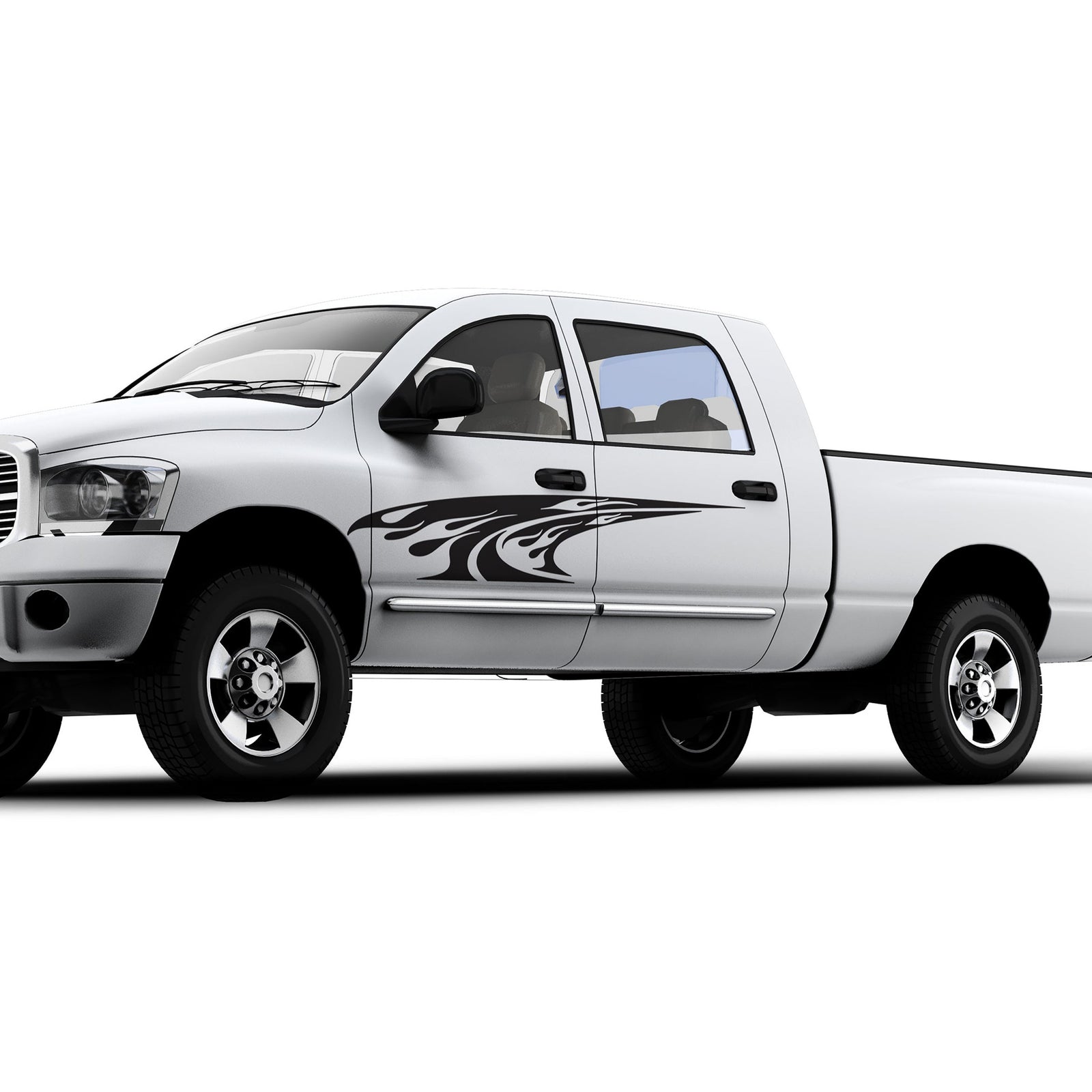 yellow camaro sports car with black flames splash decals on its side