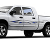 white truck with blue sike carbon fiber stripe graphics on the driver side