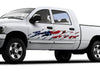 white truck with mud splash american flag vinyl graphics on driver side