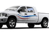 white truck with stars and stripes vinyl graphics on driver side