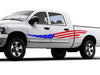 white pickup with american flag wave vinyl graphic on driver side