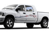 white truck with American flag mud splash vinyl graphics on driver side