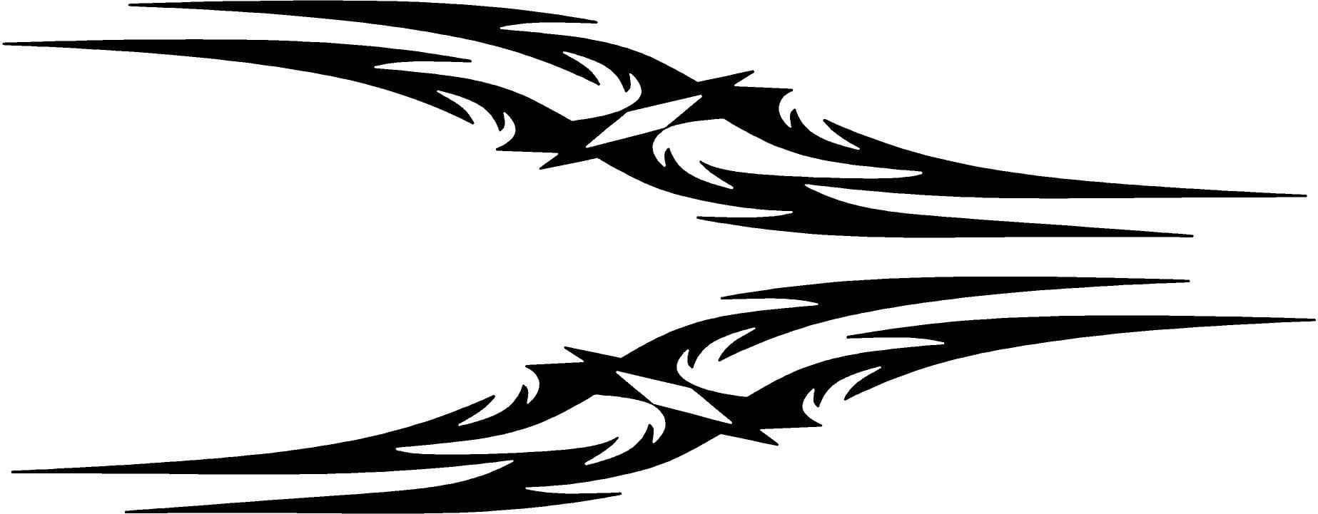 tribal spears vinyl cut stripes on white car