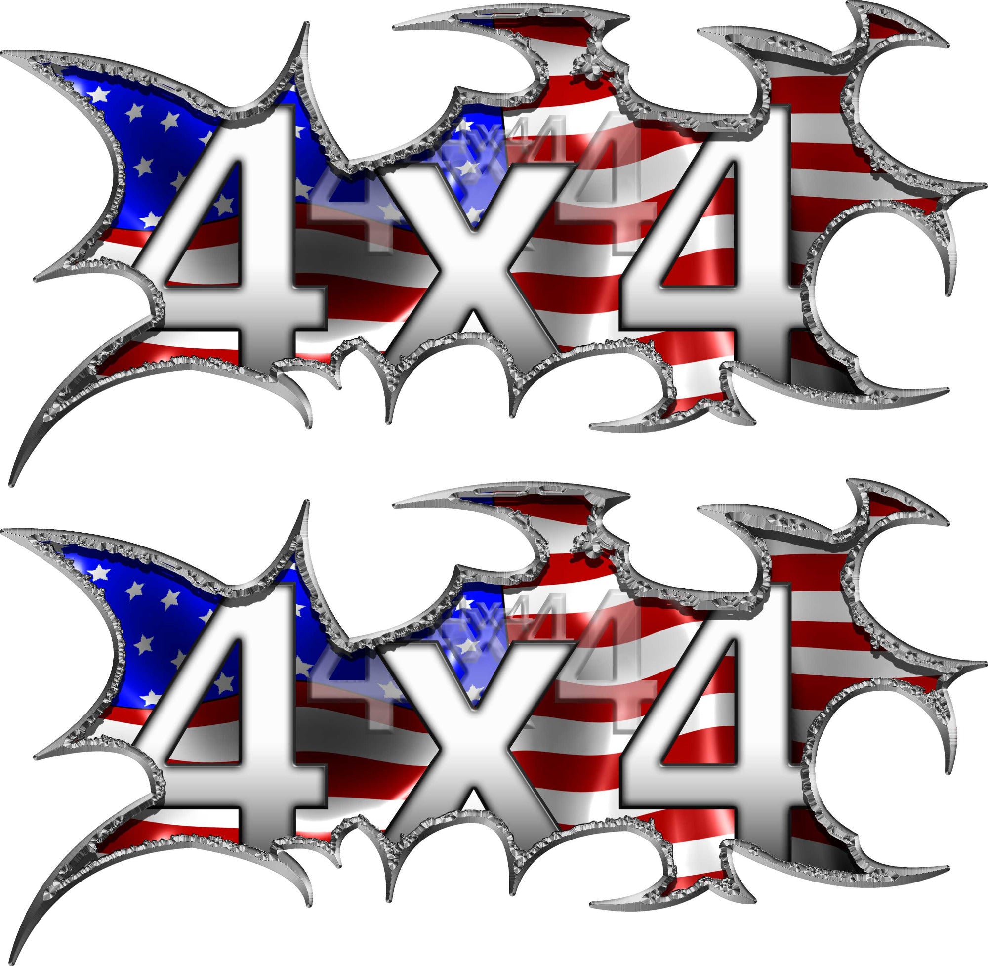 American flag 4x4 decal sticker kit for trucks, set of 2.