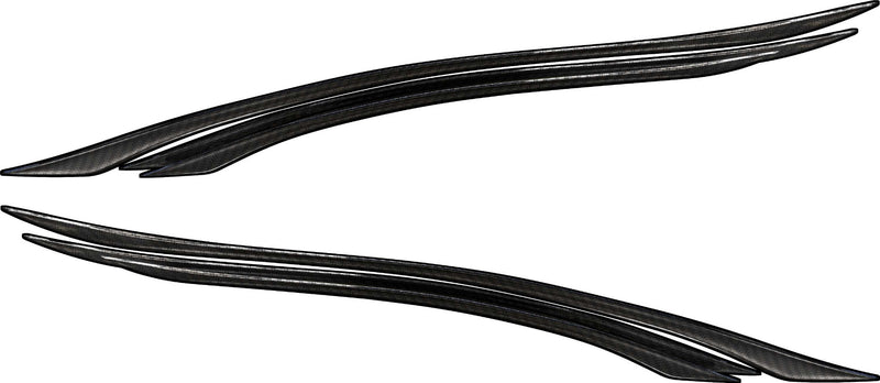 Aries tribal carbon fiber side stripe vinyl graphic set, mirrored pair for driver and passenger side on white background