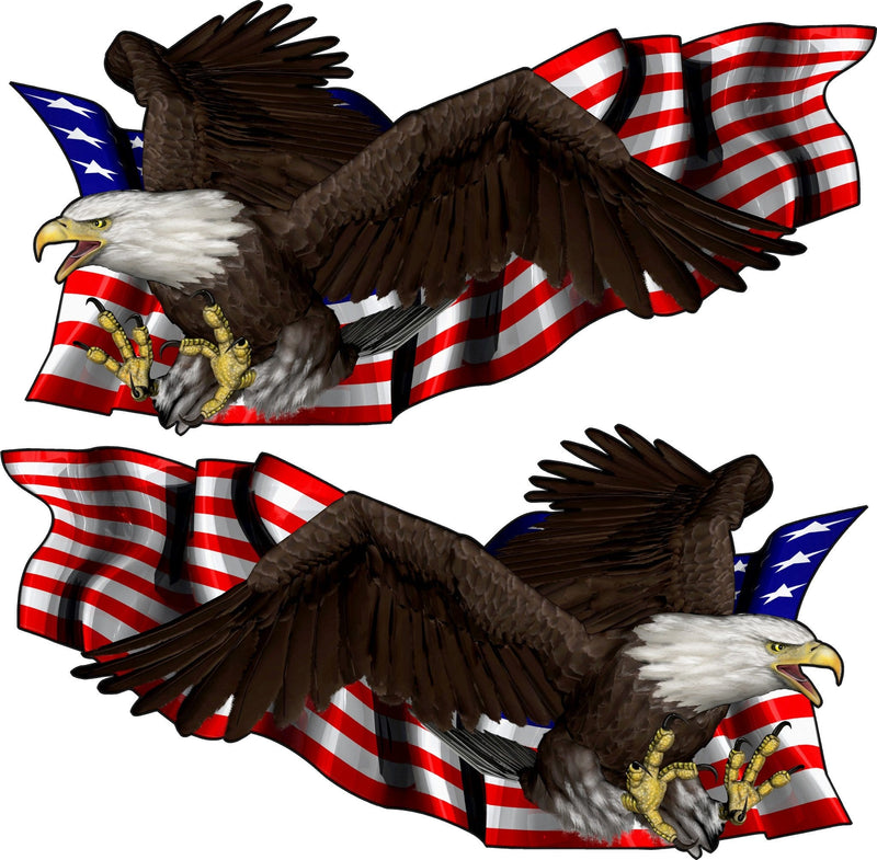 Bald Eagle Talons American Flag Side Decals — Driver & Passenger Set Preview