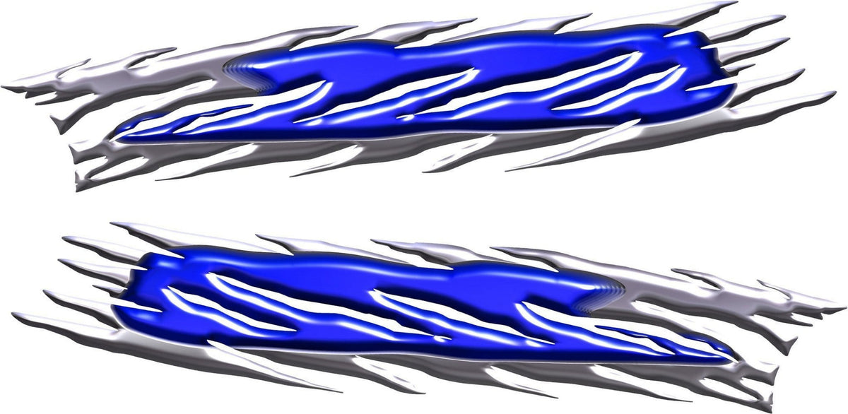 Blue Blaze Flames custom vehicle side graphics mirrored set preview