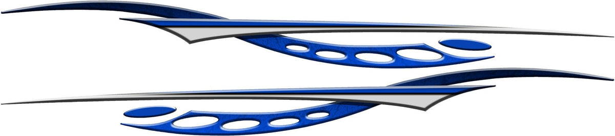 Cosmos blue boat stripe decals set of 2 on white background