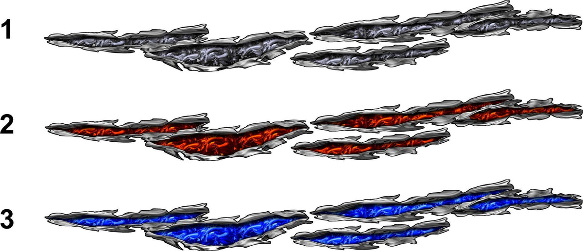 Dragon Tears vinyl decal available in three styles: Gray, Red, and Blue