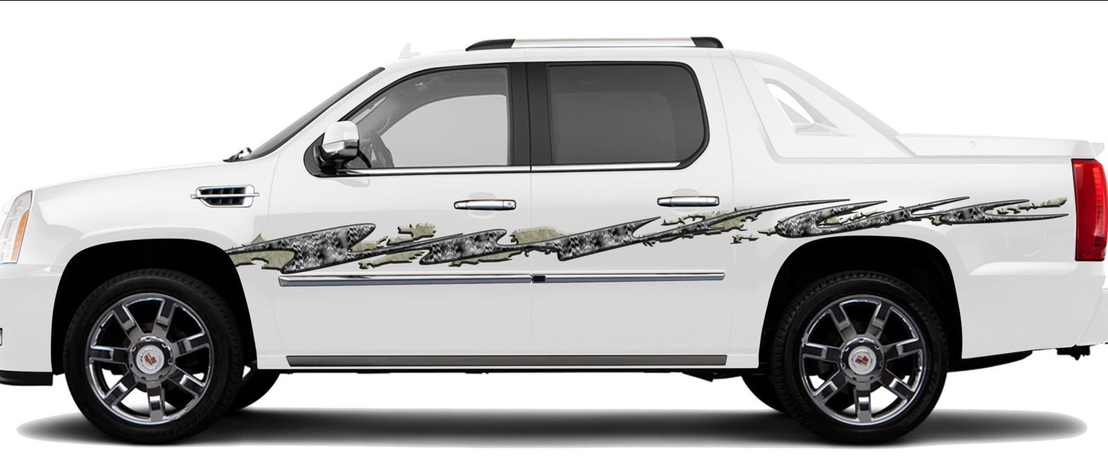 Gold Checkers Stripes on the side of F250 white Ford Truck