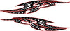 Pair of mirrored tribal checkered flag vinyl decals with bold red outline for car or truck sides, displayed on a white background.