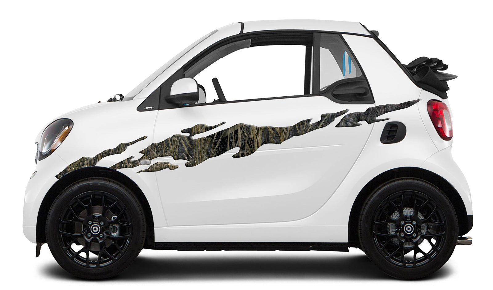 ripper marshland camo decal on the side of white truck