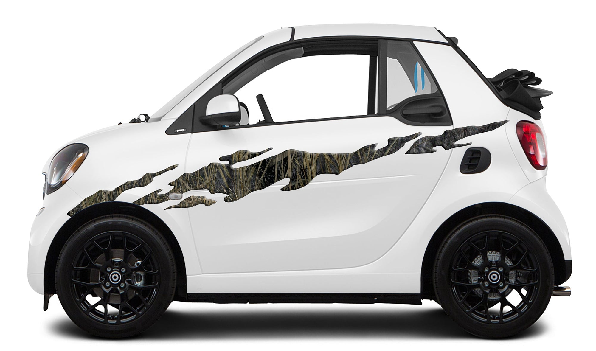 ripper marshland camo decal on the side of white truck