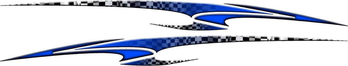 Sceptor stripe vinyl decal set of 2 with checkered rear section, blue preview