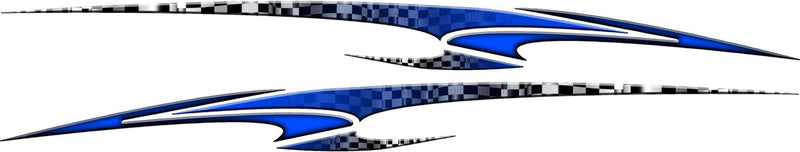Sceptor stripe vinyl decal set of 2 with checkered rear section, blue preview