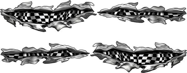 Checkered Flag Tear Racing Decals for vehicles | Xtreme Digital GraphiX
